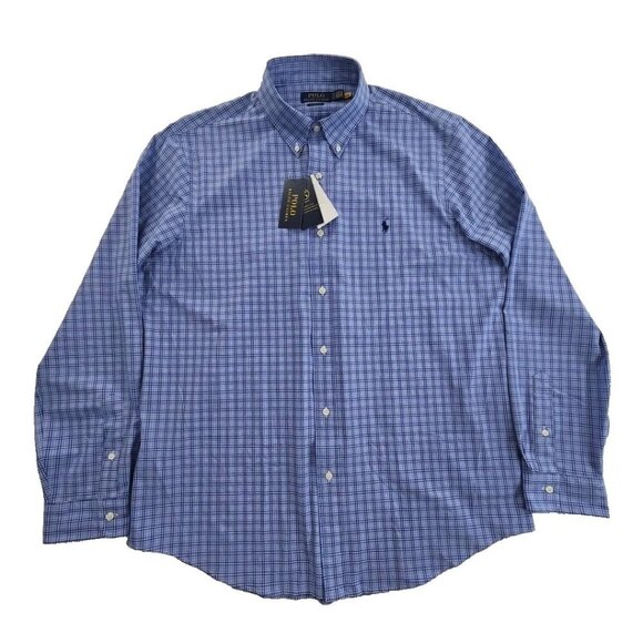 Polo Ralph Lauren Performance Shirt Men's XL Blue Plaid Classic Fit Wicking NEW - Picture 1 of 16